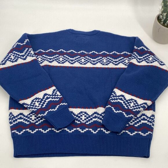 PacSun Fairisle Crew Sweater Large Chunky Nordic Ski Blue Heavyweight Large - Picture 5 of 14